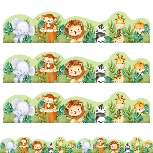 Colarr Jungle Animal Bulletin Board Borders Woodland Classroom Borders Jungle Animal Cutouts Bulletin Board Back to School Decals Summer Board Decor Colorful Border Trims (100 ft)