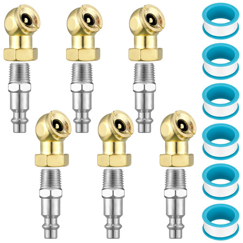 Zonon 6 Pcs Portable Ball Inflator Air Chuck 1/4'' FNPT Closed Ball Air Chuck Brass Air Compressor Accessories Tire Inflator Attachment with Tape for Inflator Gauge Compressor Accessories