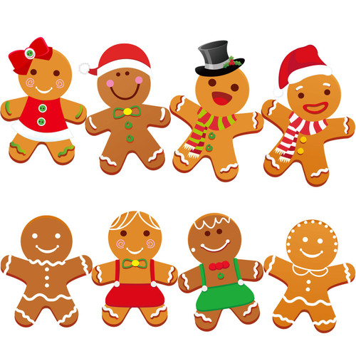 Winter Christmas Mini Gingerbread Cut-Outs Versatile Classroom Decoration Gingerbread Cut-Outs with Glue Point Dots for Winter Bulletin Board Classroom School Christmas Party, 5.9 x 5.9 Inch (80 Pcs)