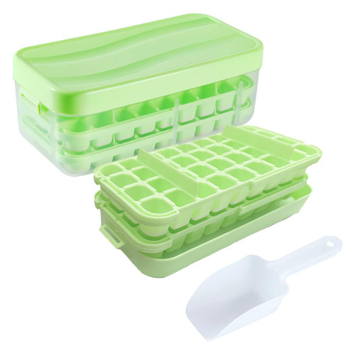 Ice Cube Tray with Lid and Bin,Lawdiey 72 pcs Silicone Ice Cubes Tray Molds,Easy Release Ice Cube Maker for Whiskey,Cocktail,Chilling,Tea,Coffee,Cool Drinks