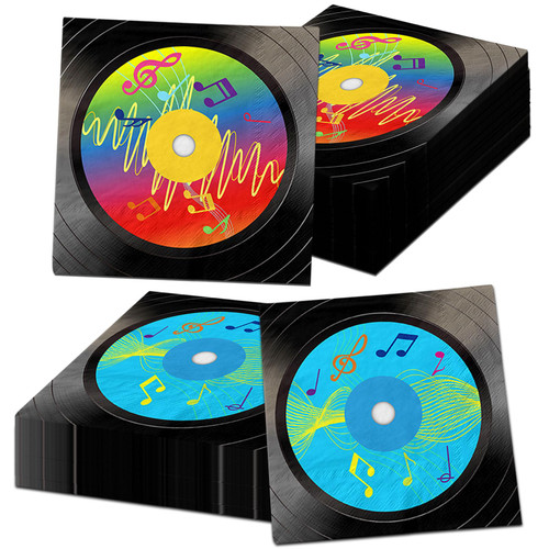 40Pcs Rock and Roll Party Napkins, 1950's Rock and Roll Music Party Decorations Record Themed Napkins,Paper Cocktail Napkins for 50's Theme Rock Music Birthday Party DJ Party Supplies