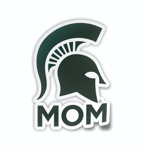 Michigan State Mom Below Spartan Helmet Bumper Sticker Car Decal