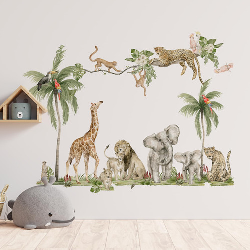 Watercolor Jungle Animal Wall Decals Monkey Bird Leopard Elephant Giraffe Wall Stickers Removable Peel and Stick Stickers for Kid's Nursery Playroom Bedroom Classroom Kindergarten Wall Decor Watercolor Jungle Animal Wall Decals Monkey Bird Leopard Elephant Giraffe Wall Stickers Removable Peel and Stick Stickers for Kid's Nursery Playroom Bedroom Classroom Kindergarten Wall Decor