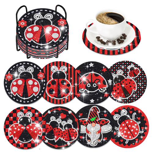 8 Pcs Ladybug Diamond Art Painting Coasters Kits with Holder DIY Handmade Round Acrylic Insect Coccinellidae Diamond Art Coaster for Adults Diamond Painting Cup Mat Kits Supplies Accessories 8 Pcs Ladybug Diamond Art Painting Coasters Kits with Holder DIY Handmade Round Acrylic Insect Coccinellidae Diamond Art Coaster for Adults Diamond Painting Cup Mat Kits Supplies Accessories