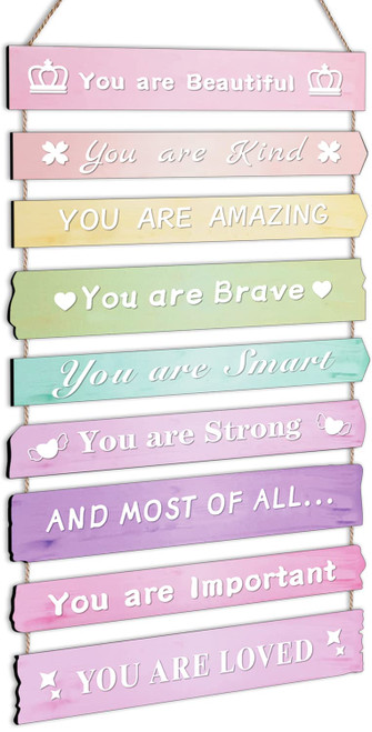 Pink Girl Room Decor for Teen Girls, Cute Bedroom Wall Decor for Baby Girl Aesthetic, Boho Rainbow Wall Art Signs, Trendy Stuff Decorations for Kids Nursery Bed Room Dorm Classroom Bathroom(Pink)