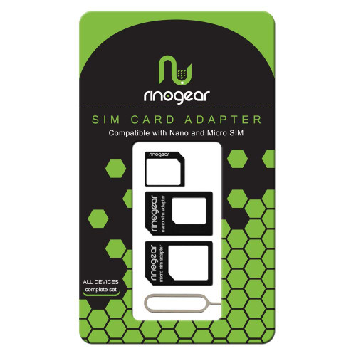 [4 in 1] RinoGear - Nano & Micro SIM Card Adapter Kit Converter (Nano / Micro / Standard) + Removal Tool