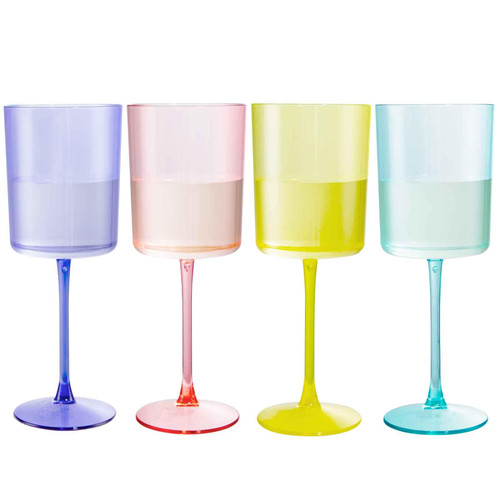 Ciaell 4 Pack Plastic Wine Glasses - 10 Oz Plastic Wine Glasses with Stem - Disposable Wine Glasses Perfect for Parties & Weddings & Poolside & Outdoors & Camping(Pink Green Purple Yellow) Ciaell 4 Pack Plastic Wine Glasses - 10 Oz Plastic Wine Glasses with Stem - Disposable Wine Glasses Perfect for Parties & Weddings & Poolside & Outdoors & Camping(Pink Green Purple Yellow)
