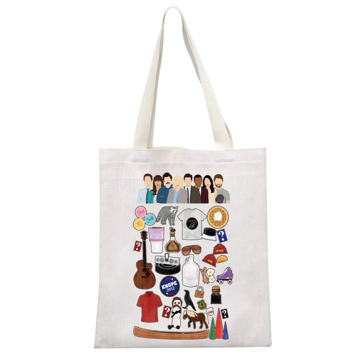 MEIKIUP Parks TV Show Inspired Gift Parks TV Show Canvas Tote Bag Parks TV Show Merchandise Shoulder Bag TV Show Fans Gift (P and R Tote Bag)