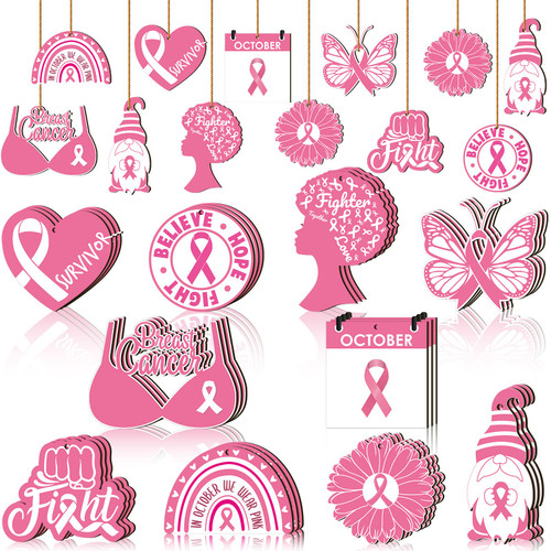 30 Pieces Pink Ribbon Breast Cancer Decorations Breast Cancer Awareness Hanging Wooden Sign Breast Cancer Ornaments for Tree Hope Believe Survivor Breast Cancer Table Decor for Party (White and Pink) 30 Pieces Pink Ribbon Breast Cancer Decorations Breast Cancer Awareness Hanging Wooden Sign Breast Cancer Ornaments for Tree Hope Believe Survivor Breast Cancer Table Decor for Party (White and Pink)