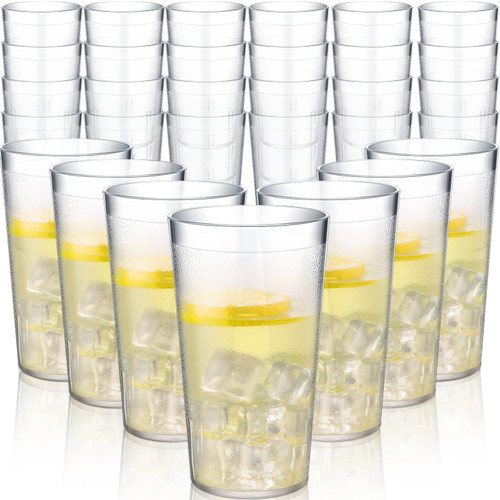 Zubebe Pack of 36 Restaurant Plastic Cups Tumbler Clear Plastic Cup 13.5oz Reusable Resistant Stackable Shatter Plastic Drinking Glasses Break Resistant Plastic Reusable Cups for Kids Juice Water