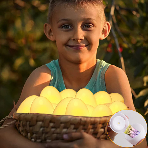 PChero Glow Easter Eggs LED Lights, 12pcs Fillable Light Up Easter Eggs Glow in The Dark Night Light for Home Room Indoor Outdoor Easter Egg Hunt Party Decorations