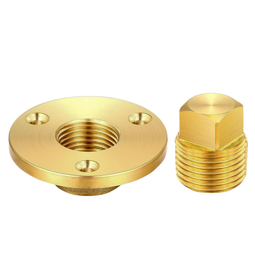 2 PCS Brass Boat Drain Plug Kit, 1/2 Inch NPT Garboard Drain Marine Boat Plug, CENOZ Garboard Drain w/Brass Plug for 1 Inch Hole