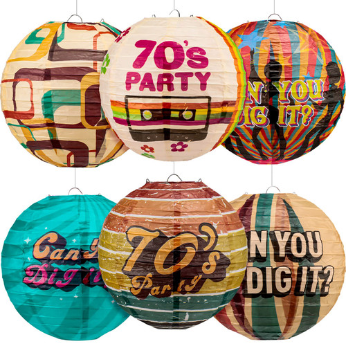 6 Pieces 70's Disco Party Hanging Paper Lanterns 70's Party Decoration Can You Dig it Paper Lanterns Colorful Round Paper Hanging Lanterns for 70's Decades Party Supplies 6 Pieces 70's Disco Party Hanging Paper Lanterns 70's Party Decoration Can You Dig it Paper Lanterns Colorful Round Paper Hanging Lanterns for 70's Decades Party Supplies