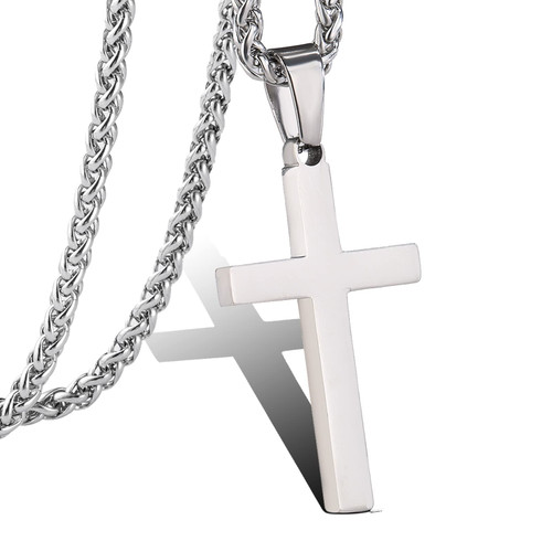 P. BLAKE Small Stainless Steel Cross Pendant Necklace for Men Boys Jewelry Gift, Chain Necklace 18 Inches P. BLAKE Small Stainless Steel Cross Pendant Necklace for Men Boys Jewelry Gift, Chain Necklace 18 Inches