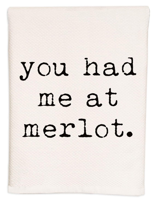 Moonlight Makers, You Had Me At Merlot, Soft Waffle Weave Hand Towel, 100% Pure White Cotton, Bathroom/Kitchen Decor, Multi-Buy Discounts, Funny Gift Idea