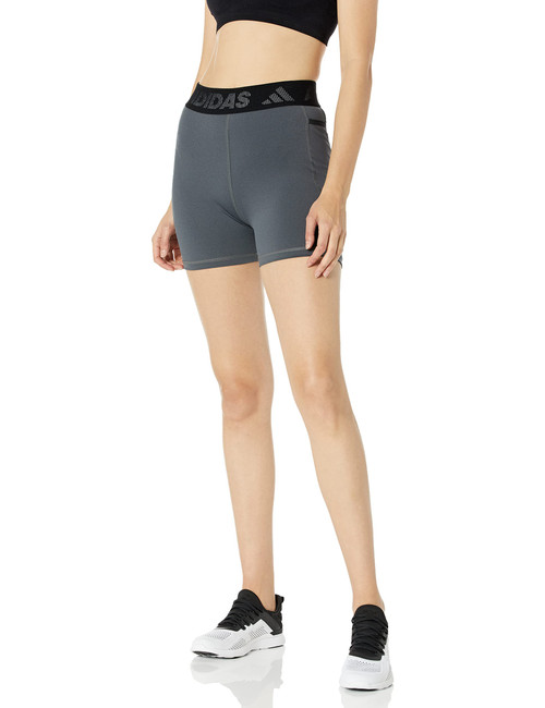 adidas Women's Techfit Badge of Sport Short Tights, Dark Grey Heather, X-Small