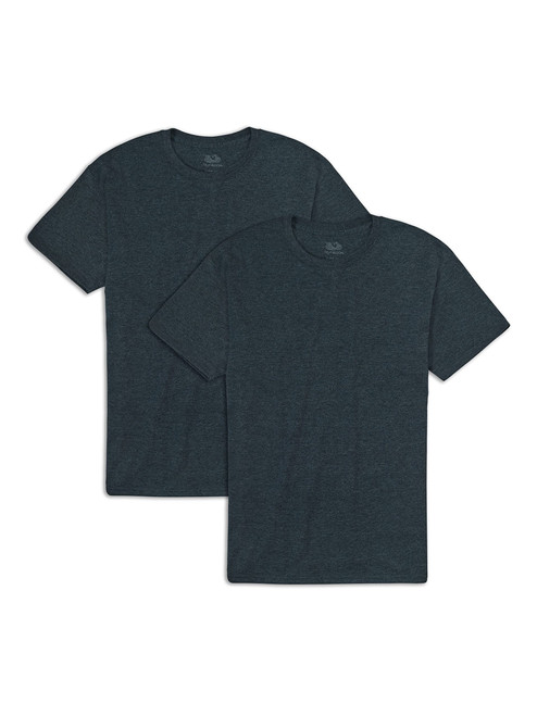 Fruit of the Loom Men's Eversoft Cotton T-Shirts (S-4XL), Crew-2 Pack-Black Heather, X-Large