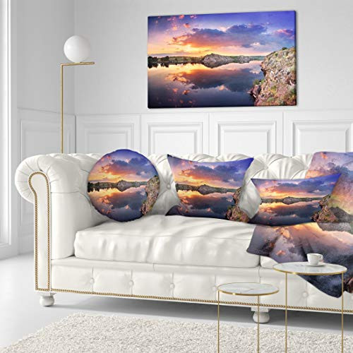 Design Art PT9688-40-20 Sunset At River with Large Clouds Landscape Photo Canvas Print,Blue,40x20 Design Art PT9688-40-20 Sunset At River with Large Clouds Landscape Photo Canvas Print,Blue,40x20