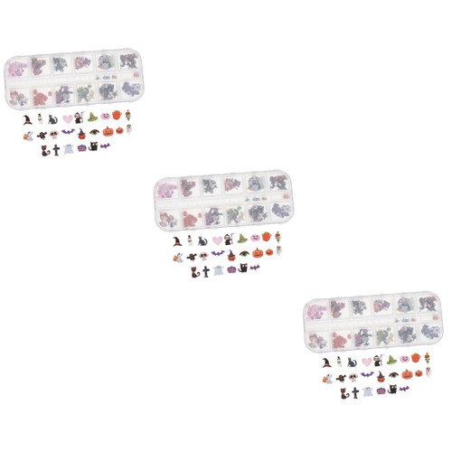 BESTOYARD 3 Boxes Nail Art Sequins Glitter Stickers Nail Stickers for Nail Art Cartoon Stickers Nail Decor Manicure Glitter Sequin Halloween Nail Decors Manicure Wood Pulp Sequins Set 3D