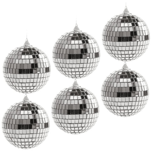 Hanging Disco Ball 6pcs Disco Mirror Ball Prom Decorations Christmas Tree Ornaments Christmas Decorations Xmas Decor 70s Disco Themed Party Favors Foam Silver Disco Ball Cake