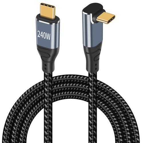 Poyiccot 240W USB C Cable 90 Degree, 10ft Type C to Type C Cable, 90 Degree USB C Cable PD 3.1 240W USB C Charger Cable Up Down Angle with E-Mark Chip for MacBook,Galaxy S20,SSD