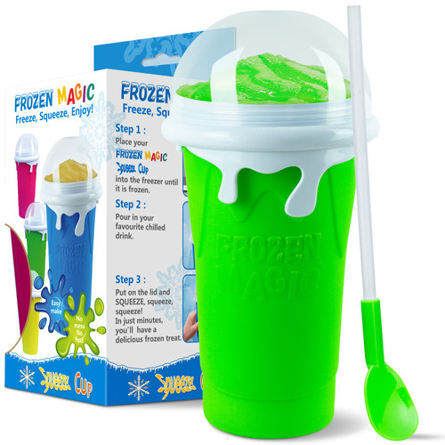 Slushy Maker Cup, Frozen Magic Squeeze Cup, 16.9 oz/500ml Slushy Squeeze Cup for Homemade Milkshake, Magic Slushy Maker Squeeze Cup, DIY Smoothie Maker for Homemade, Ice Maker Cup Squeeze (1 in Green) Slushy Maker Cup, Frozen Magic Squeeze Cup, 16.9 oz/500ml Slushy Squeeze Cup for Homemade Milkshake, Magic Slushy Maker Squeeze Cup, DIY Smoothie Maker for Homemade, Ice Maker Cup Squeeze (1 in Green)