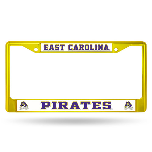 Rico Industries NCAA East Carolina Pirates Team Colored Chrome License Plate Frame, Gold