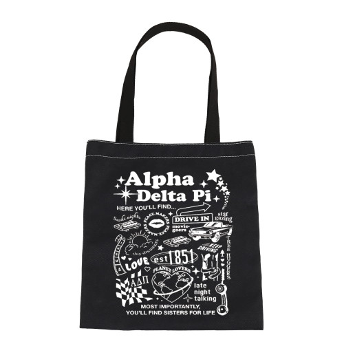 VAMSII Alpha Delta Pi Gifts Sorority Tote Bag Alpha Delta Pi Merch Greek Sorority Gift Alpha Delta Pi Shoulder Bag for Friend (black) VAMSII Alpha Delta Pi Gifts Sorority Tote Bag Alpha Delta Pi Merch Greek Sorority Gift Alpha Delta Pi Shoulder Bag for Friend (black)
