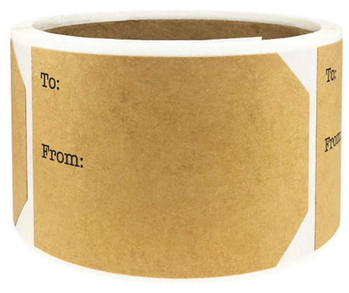 Natural Kraft Christmas Gift Tags to and from Present Stickers 2 x 3 Inch 100 Total Labels
