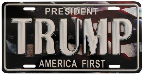 President Trump America First USA Flag 6"x12" Aluminum License Plate USA Made