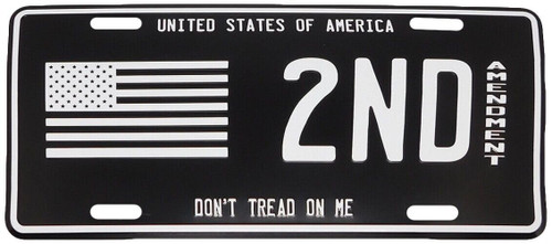 USA Don't Tread On Me 2nd Amendment Black & White 6"x12" Aluminum License Plate