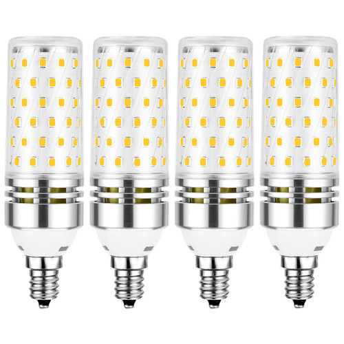 E12 LED bulb,16W candelabra LED light bulb,warm white light bulbs 3000K,100 Watt equivalent incandescent light bulbs,ceiling fan light bulbs,1500lm LED bulbs,Non-dimmable LED chandelier bulbs, 4 Pack