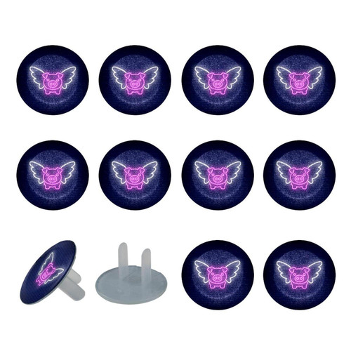 24 Pack Outlet Covers Baby Proofing, Child Safety Plug Covers for Electrical Outlets, Flying Pig Cartoon Round Socket Covers for Kids Toddler Protection