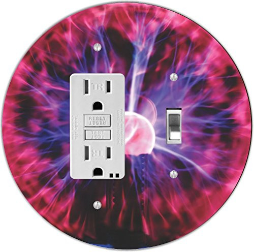 Rikki Knight RND-GFITOGGLE-111 Plasma Ball Electrifying Round GFI Toggle Light Switch Plate