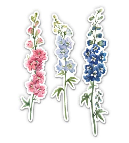 Pretty Delphinium Flowers - 7" Vinyl Sticker - for Car Laptop I-Pad - Waterproof Decal