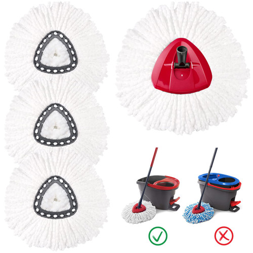 4 Pack Spin Mop Replacement Head with 1 Mop Base, Easywring Microfiber Mop Refill for Ocedar Easy Cleaning Replacement Mop Heads