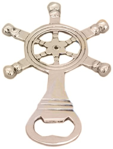 Hampton Nautical Solid Brass Ship Wheel Bottle Opener, 5", Brass