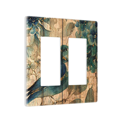 Blue Bird Flower 2 Gang Double Rocker/Decora Light Switch Cover Decorative Outlet Wall Plate Electrical Faceplate Home Bedroom Art Panel Decor Screwless 4.7" x 4.14 Blue Bird Flower 2 Gang Double Rocker/Decora Light Switch Cover Decorative Outlet Wall Plate Electrical Faceplate Home Bedroom Art Panel Decor Screwless 4.7" x 4.14