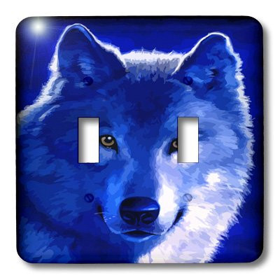 3dRose LLC lsp_18916_2 Blue Wolf Double Toggle Switch