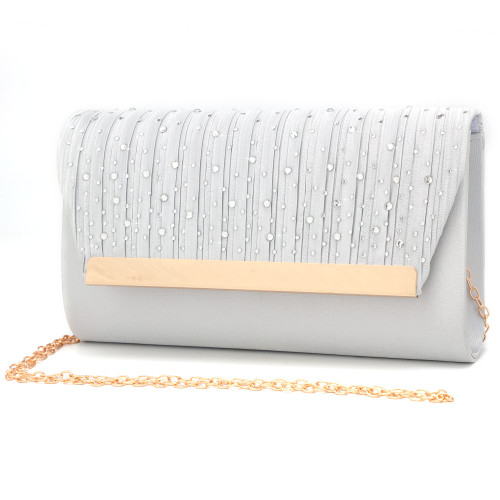 Women Clutch Purses Crystal Evening Bags Formal Wedding Party Clutches Glitter Envelope Handbag Bridal Prom Satchel Purse (Silver)