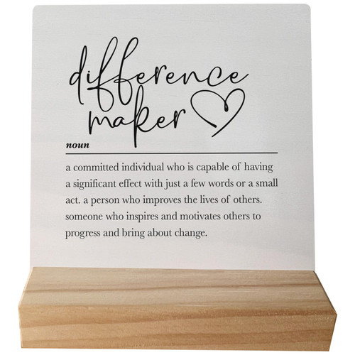 Difference Maker Definition Desk Small Wood Sign Signs with Wooden Stand,Inspirational Sign Decor for Home Office,Mentor Boss Coworker Teacher Appreciation Gifts Gift