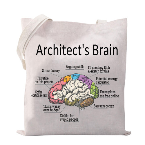 VAMSII Architect's Brain Tote Bag Architecture Supplies Bag Funny Architect Gifts Architecture Student Gifts Shoulder Bag (Tote Bag)