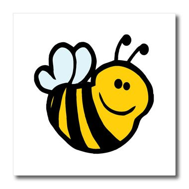 3dRose ht_118812_1 Silly Little Bumble Bee Smiling Cartoon Character Iron on Heat Transfer, 8 by 8-Inch