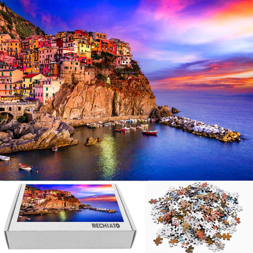 1000 Piece Puzzles for Adults, Sunrise in Riomaggiore Europe Puzzles, Jigsaw Puzzles for Adults 1000 Pieces and up, for Family and Friends Gift 1000 Piece Puzzles for Adults, Sunrise in Riomaggiore Europe Puzzles, Jigsaw Puzzles for Adults 1000 Pieces and up, for Family and Friends Gift