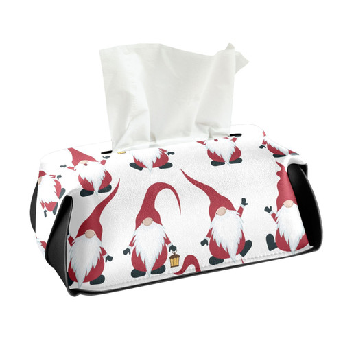 CaTaKu Christmas Gnomes Cute Tissue Box Holder,Tissue Box Cover Rectangle, PU Leather Kleenex Facial Tissue Cube Boxes for Car Bathroom Office