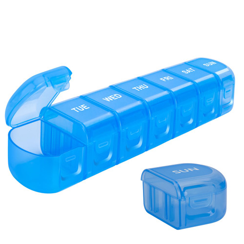 Weekly Pill Organizer, Pill Box 7 Day, Acedada 7 Detachable Portable Daily Pill Case Medicine Organizer with Large Compartment, Travel Pill Container Pill Holder for Supplements Fish Oil, Blue