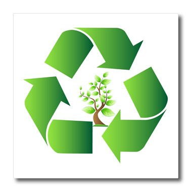 3dRose ht_78629_2 Green Recycle Symbol with A Tree in The Center Iron on Heat Transfer, 6 by 6", for White Material