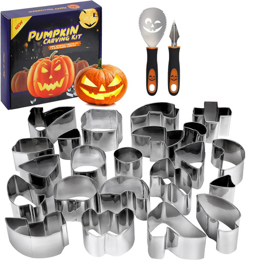 YCNASSS 24 Pcs Pumpkin Carving Kit for Kids Pumpkin Carving Tools for Halloween Decoration Pumpkin Carving Stencils Metal Safe & Easy DIY Stainless Steel Pumpkin Carver Set YCNASSS 24 Pcs Pumpkin Carving Kit for Kids Pumpkin Carving Tools for Halloween Decoration Pumpkin Carving Stencils Metal Safe & Easy DIY Stainless Steel Pumpkin Carver Set