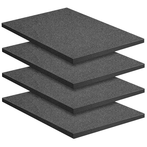 DECOHS 4 PCS Polyurethane Foam Sheet-16x12x1 Inch Cuttable Inserts for Cases-Packing Pads Toolbox Camera Storage and Crafts Black