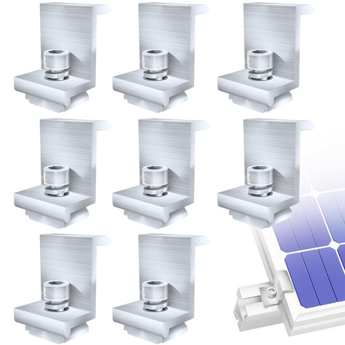 4 Packs Solar Panel Mounting Brackets Adjustable End Panel Clamp Aluminum Bracket for Solar Panel Photovoltaic Mounting System Accessories